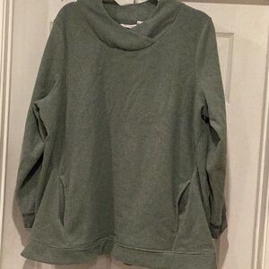 Denim & Co. Textured Green Sweater